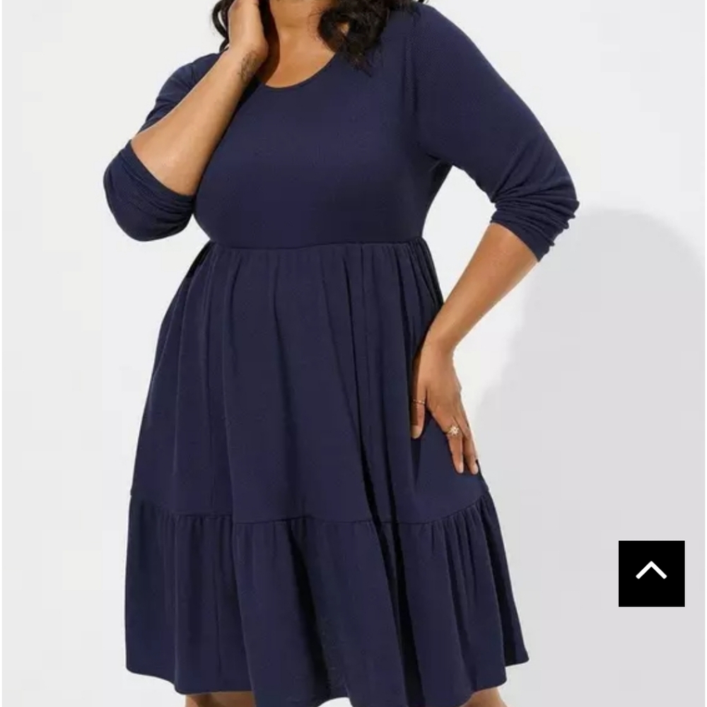 Torrid Waffle Knit Navy Tiered Dress Versatile And Cute
